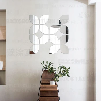 

14pcs Mirror Wall Stickers Room Decoration Bedroom Decor House Sticker Aesthetic Leaf Geometry Simple Shape Tiles R166