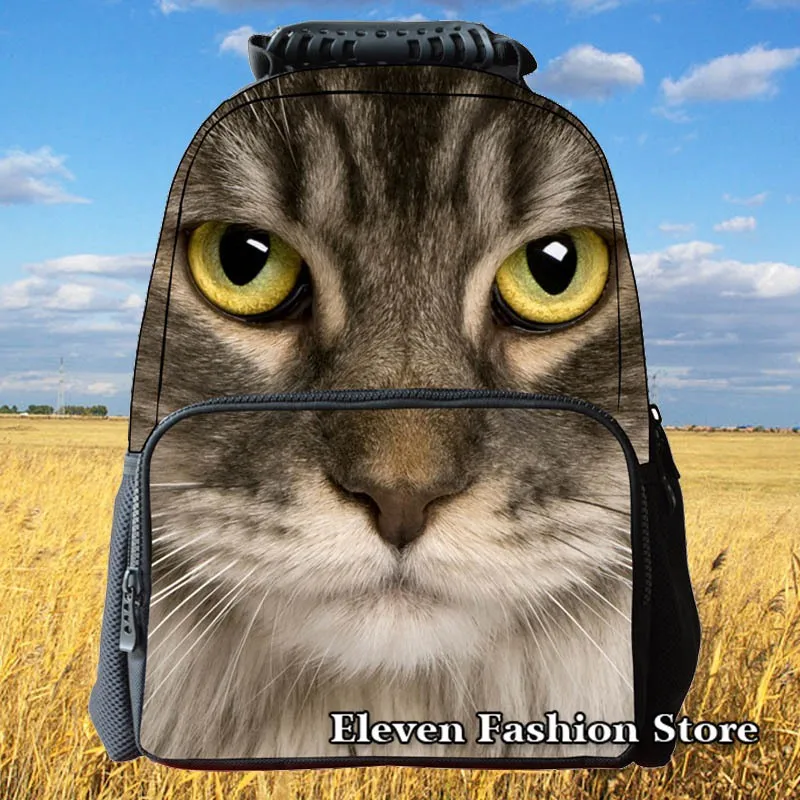 new 2014 hot sale Cat print felt backpack for children best selling
