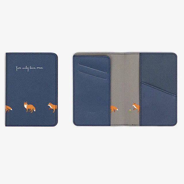 OLAGB, бренд, Обложка для паспорта, для мужчин и женщин, кредитный Id держатель для карт, Цветочный, для визиток, сумка для паспорта z49 - Цвет: Navy Blue Fox
