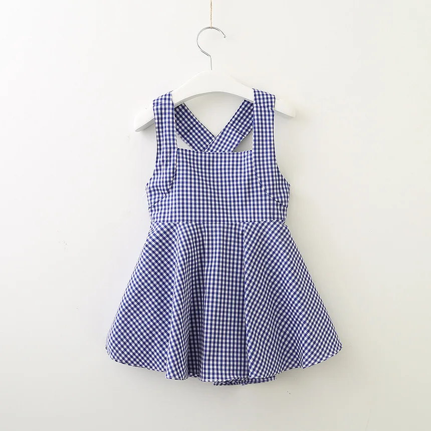 Hurave camis/платье на подтяжках; Повседневная клетчатая хлопковая трапециевидная Милая одежда с открытой спиной для маленьких девочек; Детские платья без бретелек