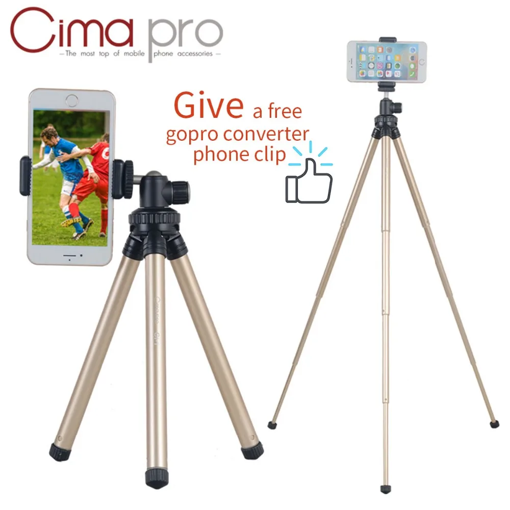 

CimaPro Ci-1 Lightweight Desk Tabletop mini Tripod For Smartphone GoPro Yi IPhone Samsung With Phone Clip and GoPro Connector