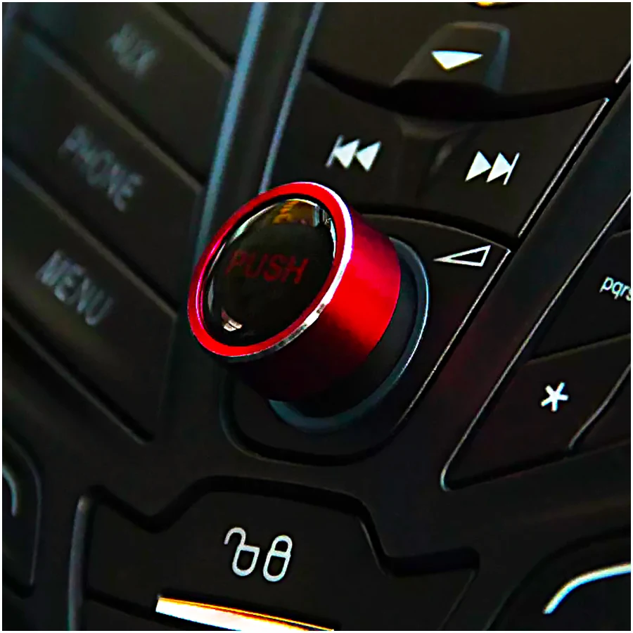 1 Pc Car Styling Aluminum Audio Switch Control Knob Protection Cover Sticker For Ford Focus New Fiesta Kuga Ecosport (5)
