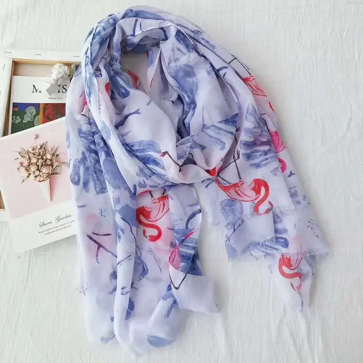 

Scarf Female Crane Small Fresh Printed Thin Section Sunscreen Sunshade Scarf Outdoor Travel Wild Seaside Shawl