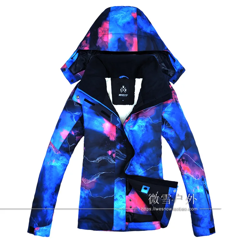 2019 النساء سترة تزلج التزلج على الجليد الملابس يندبروف ماء سوبر الدافئة مقنعين في الهواء الطلق الرياضة ارتداء الإناث رشاقته معطف