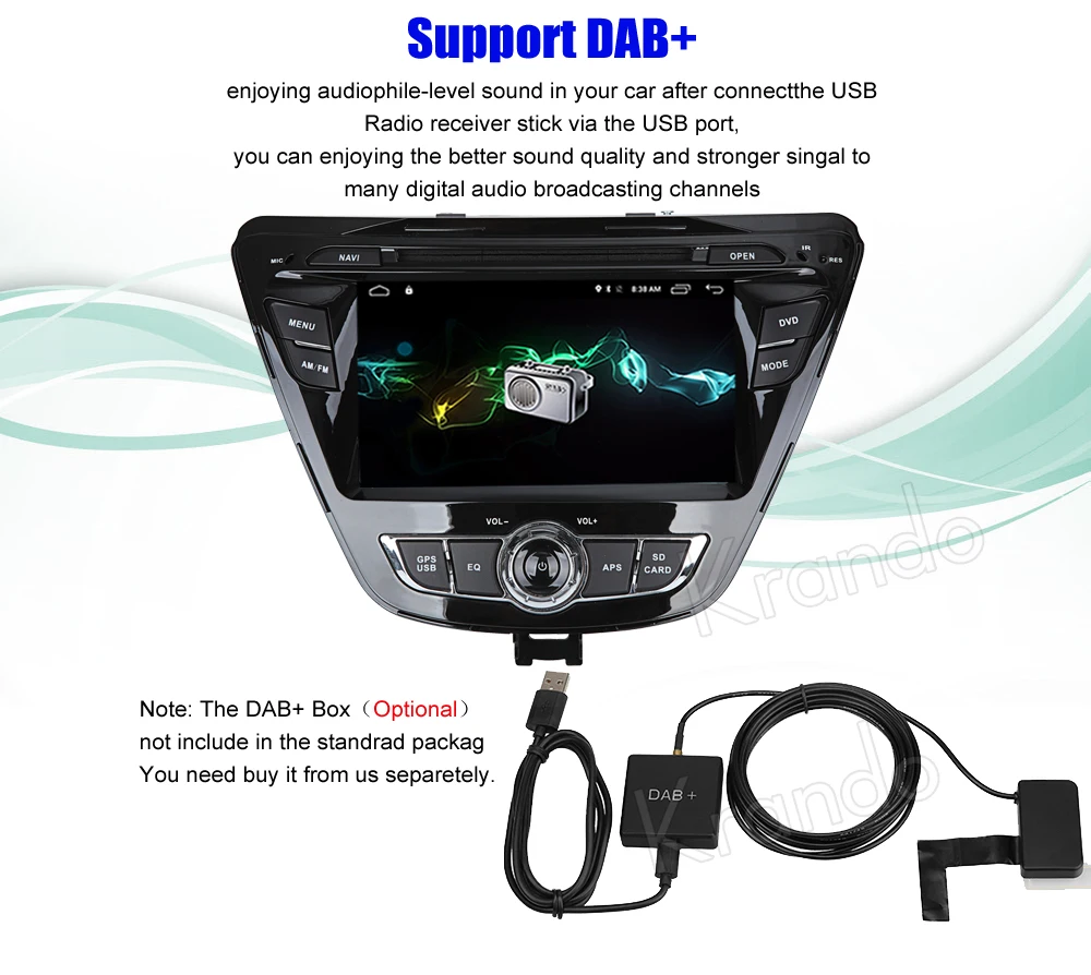 Clearance Krando 7" Android 9.0 car audio radio for Hyundai Elantra 2014+ gps dvd player navigation multimedia system WIFI 3G DAB+ 11