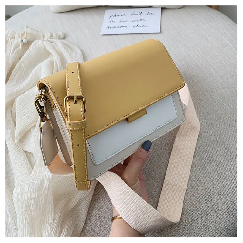 

Contrast Color Leather Crossbody Bags Women 2019 Travel Handbag Fashion Simple Shoulder Messenger Bag Ladies PU Casual Female