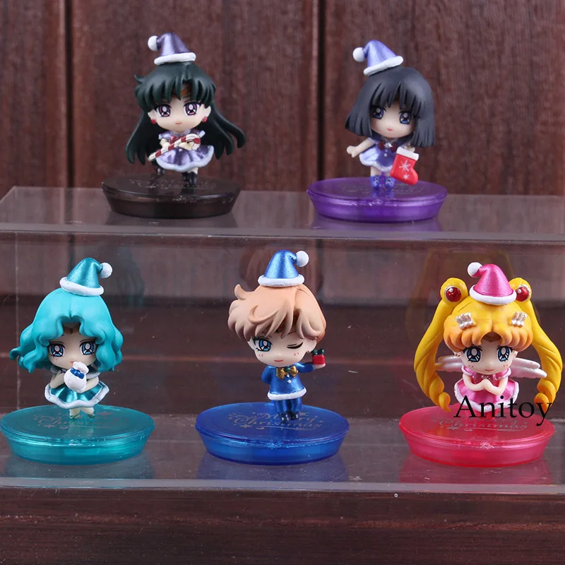 Сейлор Мун Кристмас Chibi Usa Сейлор Chibimoon + Saturn + уран + Нептун + Плутон ПВХ Цифры игрушки 5 шт./компл