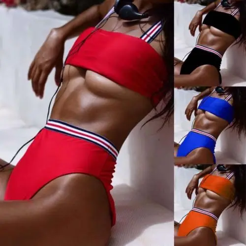 

Womens Bikini Set Bandage Push-Up Padded Swimwear Swimsuit Bathing Striped New Beachwear