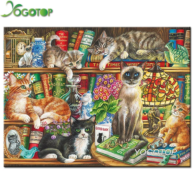 Yogotop diy الماس اللوحة عبر الابره الماس الكامل التطريز خزانة القط التطريز الماس الفسيفساء ديكور المنزل CV090