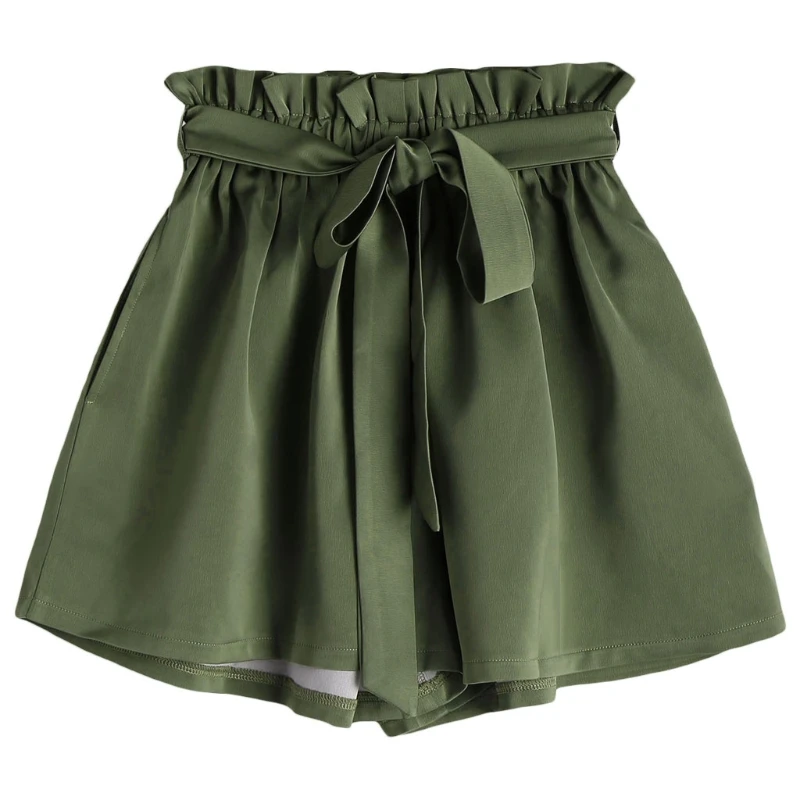 

Sexy Loose Belted Shorts for Women Elastic Waist Streetwear Wide Leg Shorts 2018 New Fashion Summer Shorts High Waist