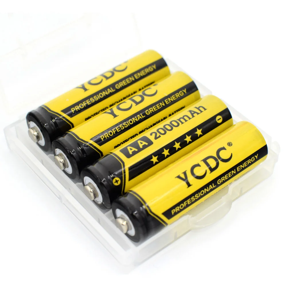 YCDC 4x Ni-MH AA аккумуляторные батареи 1,2 V 2000mAh NIMH батарея для 1,2 v игрушечная мышь фонарик батарея Whit Batery Чехол Коробка