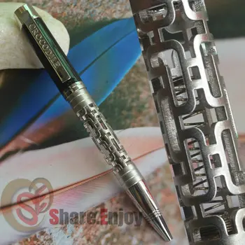 

NOBLE CROCODILE GREY SILVER BALLPOINT PEN FANCY HOLLOW OUT PATERN + BAG FREE SHIPPING