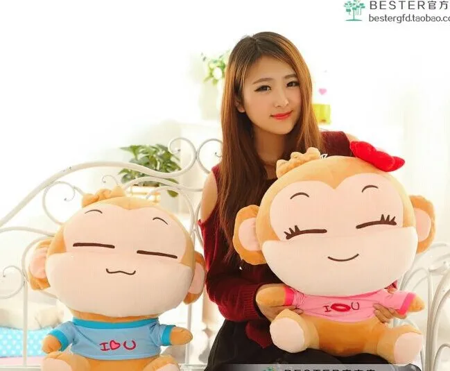 

50cm lovely monkey plush toy loves yoyo and cici monkeys dolls one pair 2 pieces toys throw pillow w6214