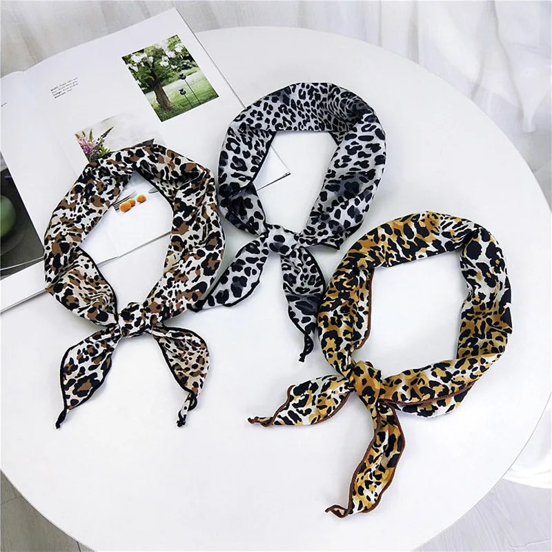 

Triangle Scarves Women Kerchief Chiffon Leopard Print Muffler Bandana Headband Scarf Female Collar Hair Tie Band Girl
