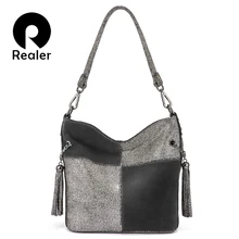 Realer vrouwen echt leer dames handtas cross-body schoudertas patchwork hoge kwaliteit messenger bag vrouwelijke designer luxe(China)