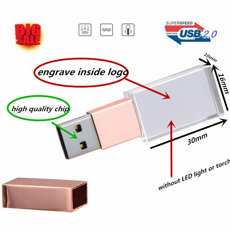 Taxa de Logotipo Nova Elegante Ouro Rosa Quente Cristal Rosa Usb 2.0 Memória Flash Vara Pen Drive