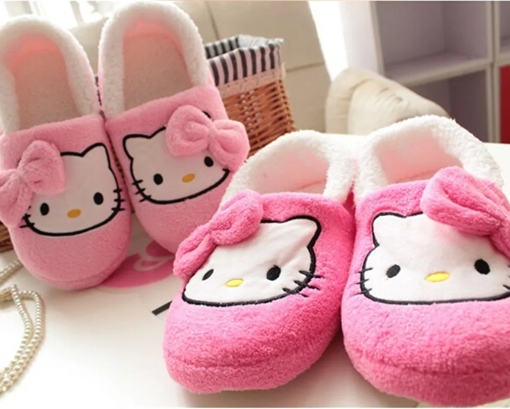 ToLaiToe/милые домашние тапочки с принтом hello kitty для девочек милые бантиком из