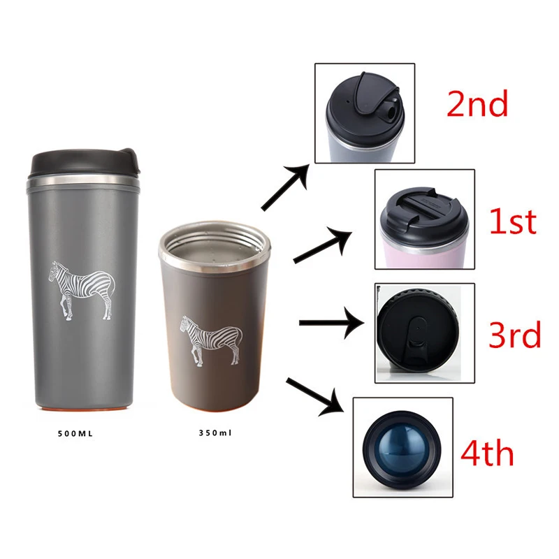 500MLMug coffee cup does not turn cup with lid seal stainless steel vacuum bottle car water bottle travel seal portable car mug