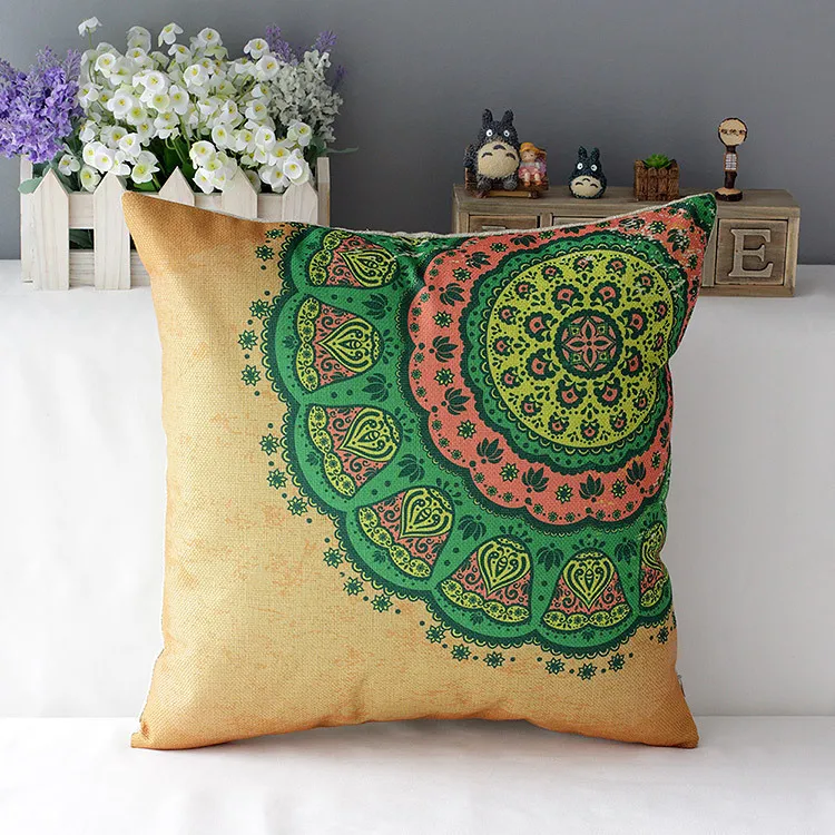 Nordic Style Cushion Tropical Mandala Print Cotton Linen Throw Pillow Decorative Pillowcase For Sofa Car Home Kussenhoes