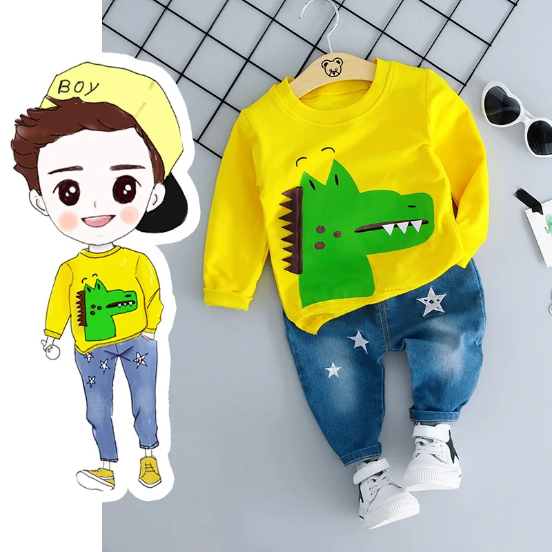 

New 2018 Baby Boy Girls Clothing Sets Spring Autumn Baby Cartoon Crocodile Casual two-piece Suit Kids Clothes Suits Cotton