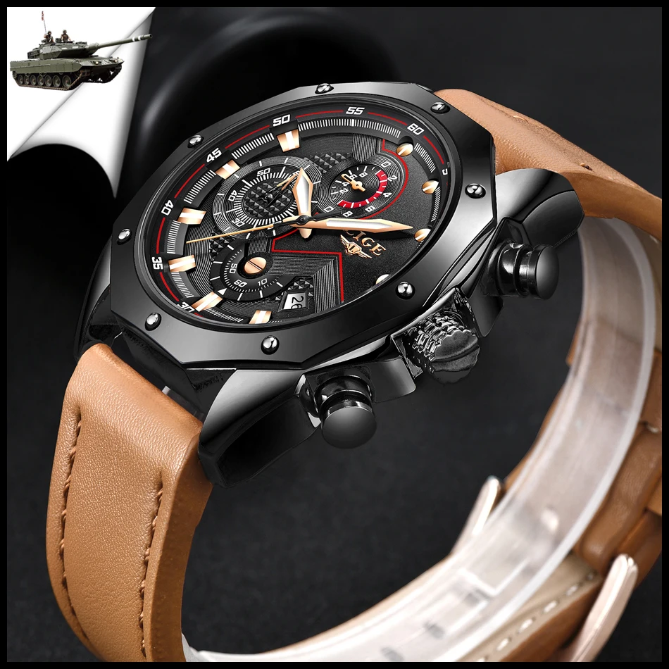 Новинка LIGE мужские часы Топ бренд класса люкс Бизнес водонепроницаемые кварцевые часы мужские повседневные кожаные спортивные наручные часы Relogio Masculino