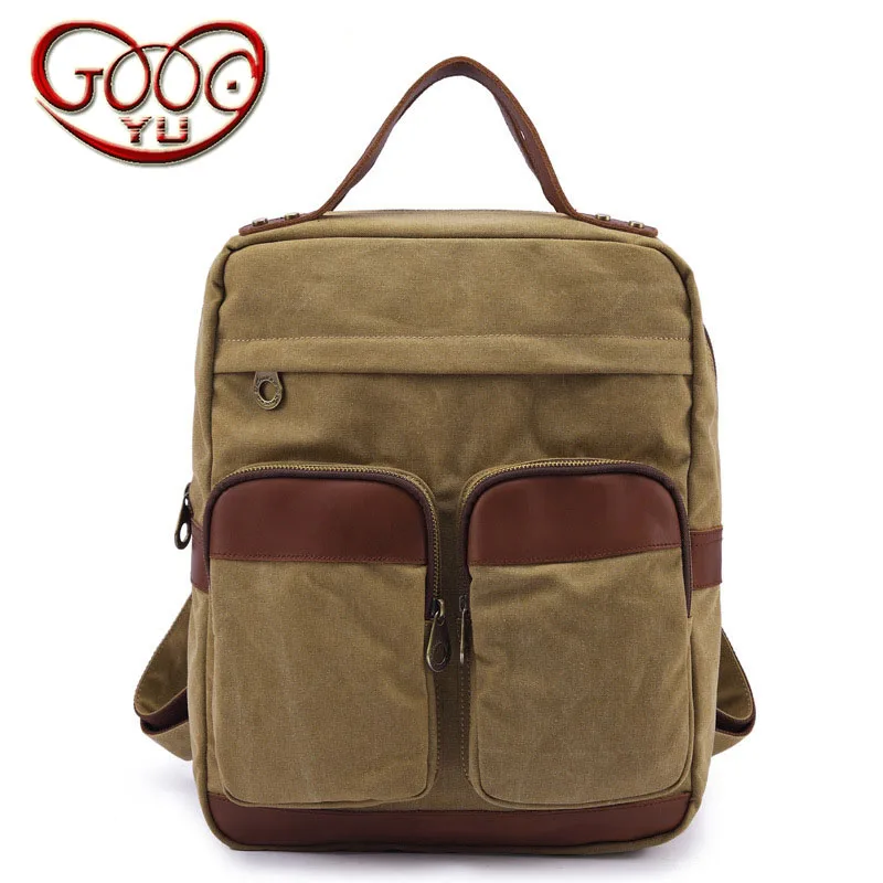 

Korean casual unisex retro canvas shoulder bag Large capacity lightening solid color zipper backpack