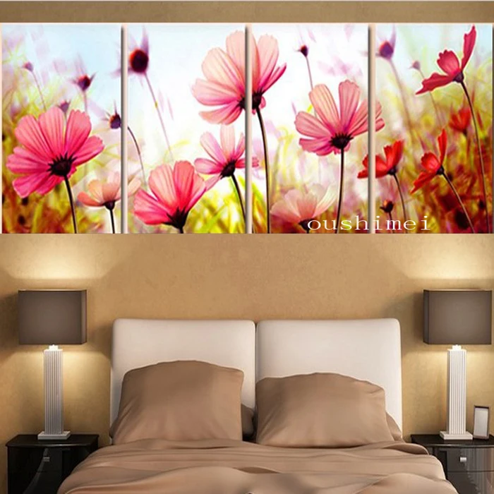 Free Shipping Handmade Modern Impressionist Pink Flower On Canvas Oil Painting 100%Hand Painted Fine Art Wall Decorative Picture | Дом и сад