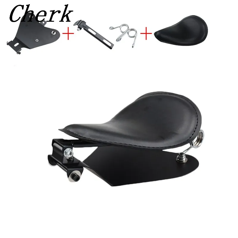 

Motorcycle Solo Seat Black Leather Spring Base Bracket Kit For Harley Sportster 883 1200 XL Dyna Bobber Chopper Custom Honda