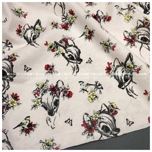 100*160 см Олень Бэмби мягкая эластичность вязанная хлопковая ткань для шитья «сделай сам» Лоскутная работа рубашка для маленькой девочки куртка