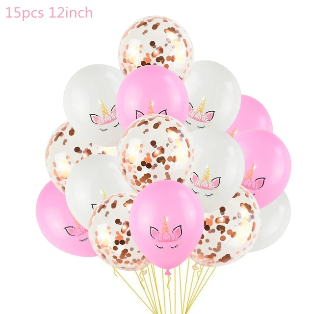1 Set Unicorn Party Balloons Birthday Baloon Unicorn Decoration Latex Confetti Balloon Birthday Party Decoration Balloons Kids 15pcs Q