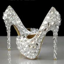 Super flash crystal chaton wedding shoes white bride shoes show diamond wedding wedding wedding high-heeled shoes wedding shoes white diamond crystal pearl high heel waterproof table adult shoes wedding shoes bridal shoes