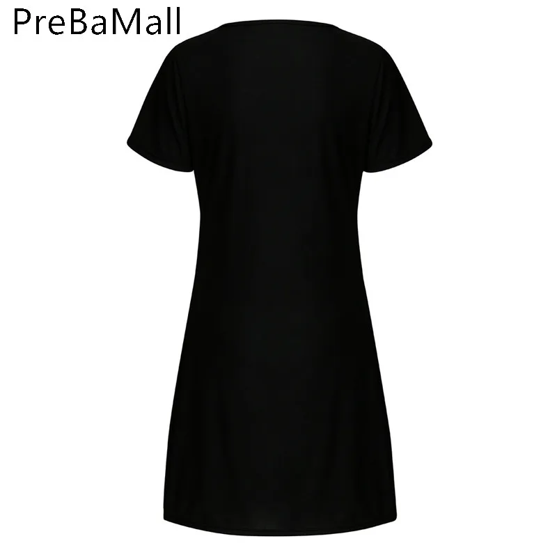 Women's Casual Plain Simple T-Shirt Loose Dress Short Sleeve Summer Women Casual Stretch Letter Pattern Design Dresses C230