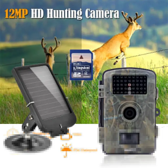 Best price at $118 Cheap Free shipping!8GB 720P Wildlife Hunting Camera Infrared Video Trail Scouting Camera Black 940NM LED+Solar Battery