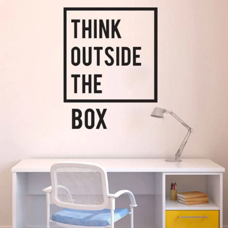 Motivational Quote Think Outside The Box Wall Sticker DIY Removable Wall Decor in Wall Stickers