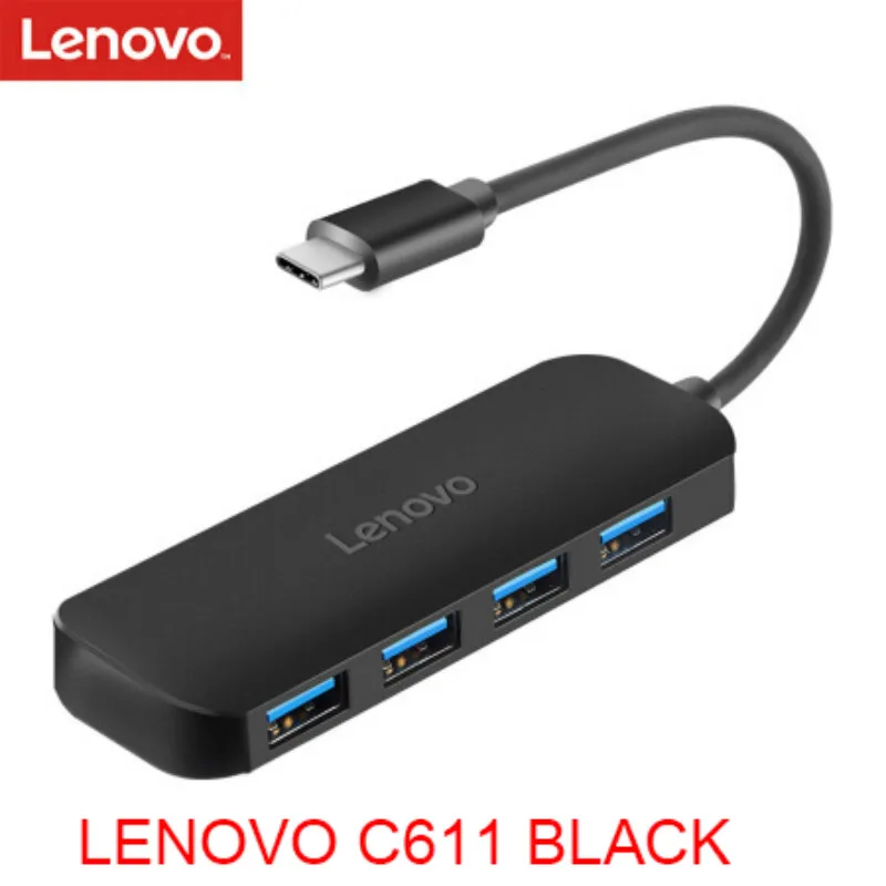 Lenovo 3 Ethernet RJ45 USB 3,0 концентратор тип-c до 3 порта usb Gigabit LAN адаптер для ноутбука попрощаться с нестабильным wifi - Цвет: LENOVO C611 BLACK