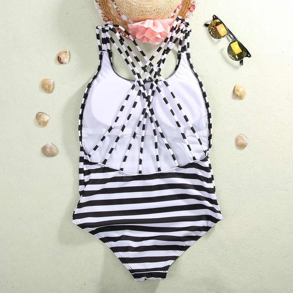 Женский летний слитный купальник монокини полосатый купальник пуш-ап мягкий полосатый купальный костюм
