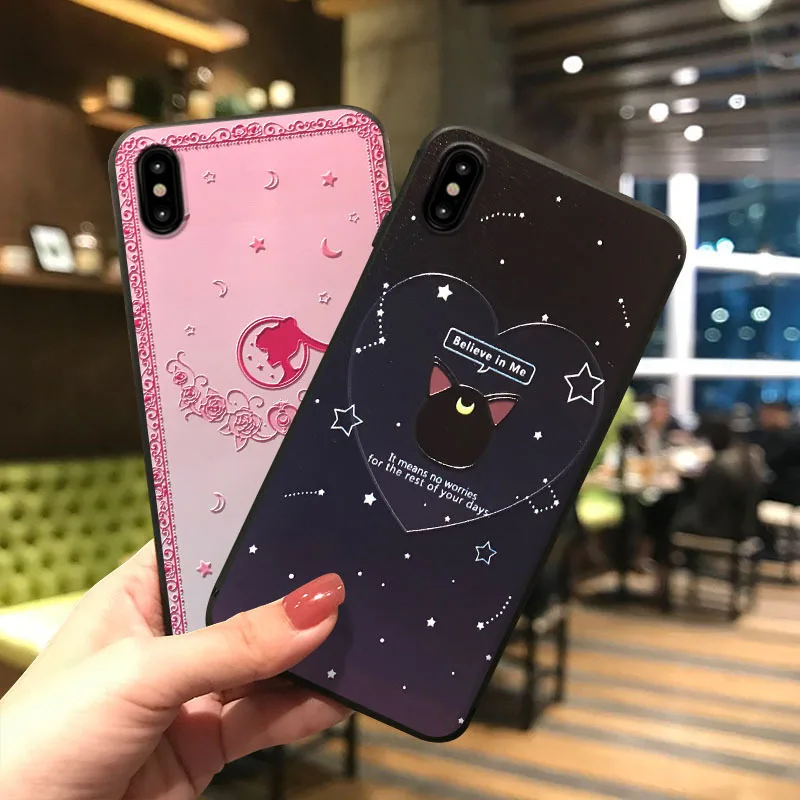 Корейский стиль Luna Cat Сейлор Мун чехол для телефона для iPhone 11 XS MAX XR Coque Мягкая силиконовая задняя крышка для iPhone X 8 7 Plus Capa