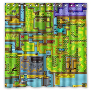 

Hot Customized Bath Curtain!Cartoon Game The Legend of Zelda Map Printed Waterproof Polyester Shower Curtain(Size:180X180CM)