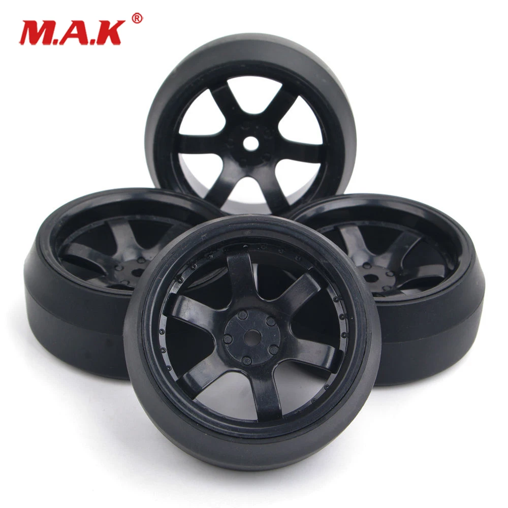 Pneus de Borracha Rodas Aro 12 Milímetros Hex Fit rc 1:10 on Road Car Peças Acessório 4 Pçs - Set 2 Peças e Acessórios