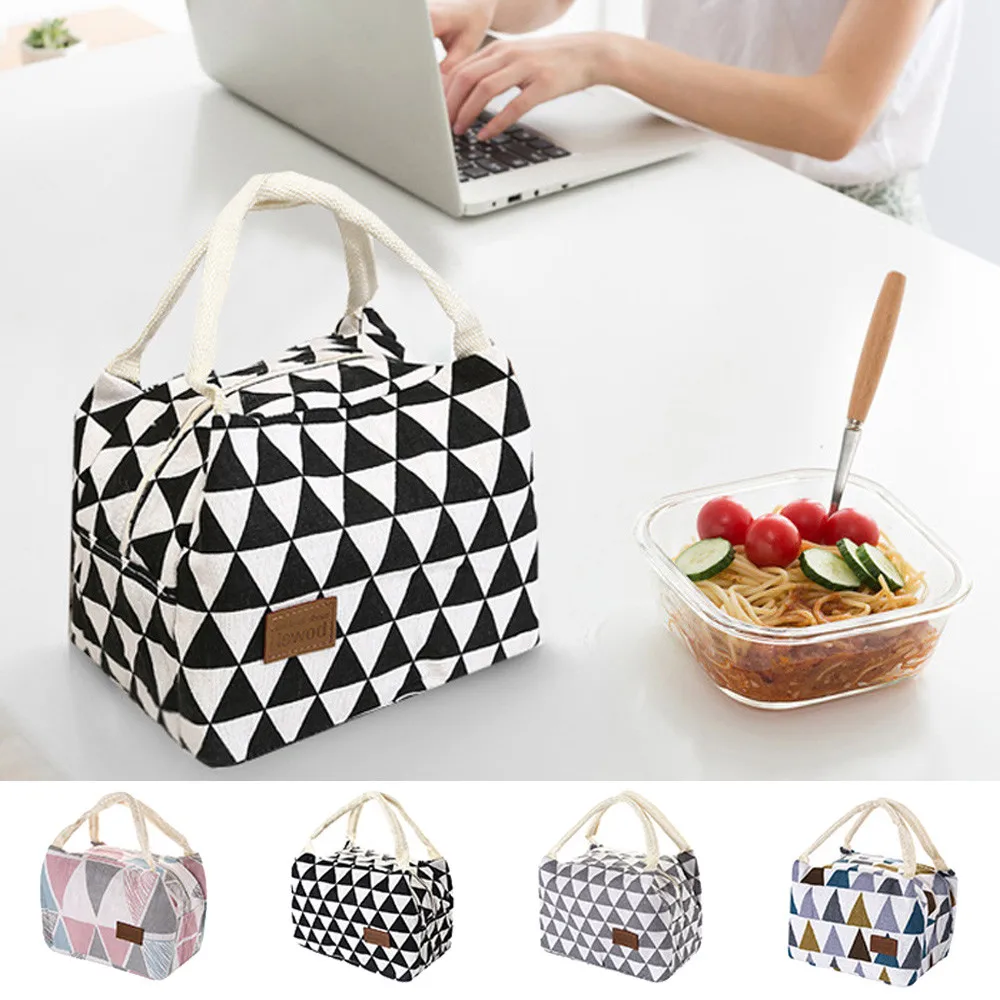 

triangle Fashion Lunch Bag For Women Kids Men Insulated Canvas Box Tote Bag Thermal Cooler Food Lunch Bags Picnic Food Bag F613
