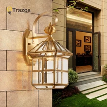 Полностью медный настенный светильник в европейском стиле ретро садовый светильник водонепроницаемый балкон подсветка стен в коридоре лампа для двора