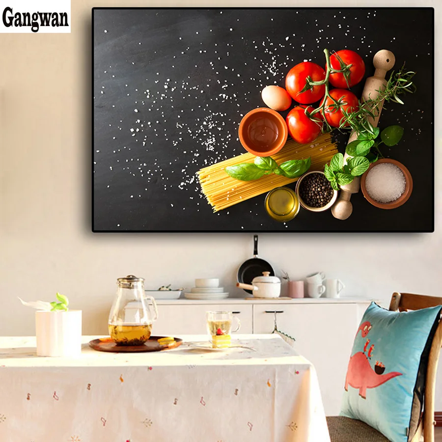 

diamond embroidery Vegetables Grains Spices Kitchen Food diamond Painting tomato mosaic Picture of rhinestone kitchen decoration
