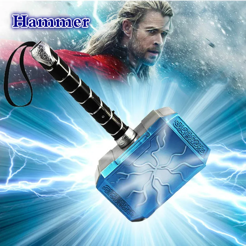 

2019 Hot Thor Hammer 31cm Luminous Voice Thor Hammer Cosplay Thor Thunder Figure Weapons Model PU Material Toy Kids Gift
