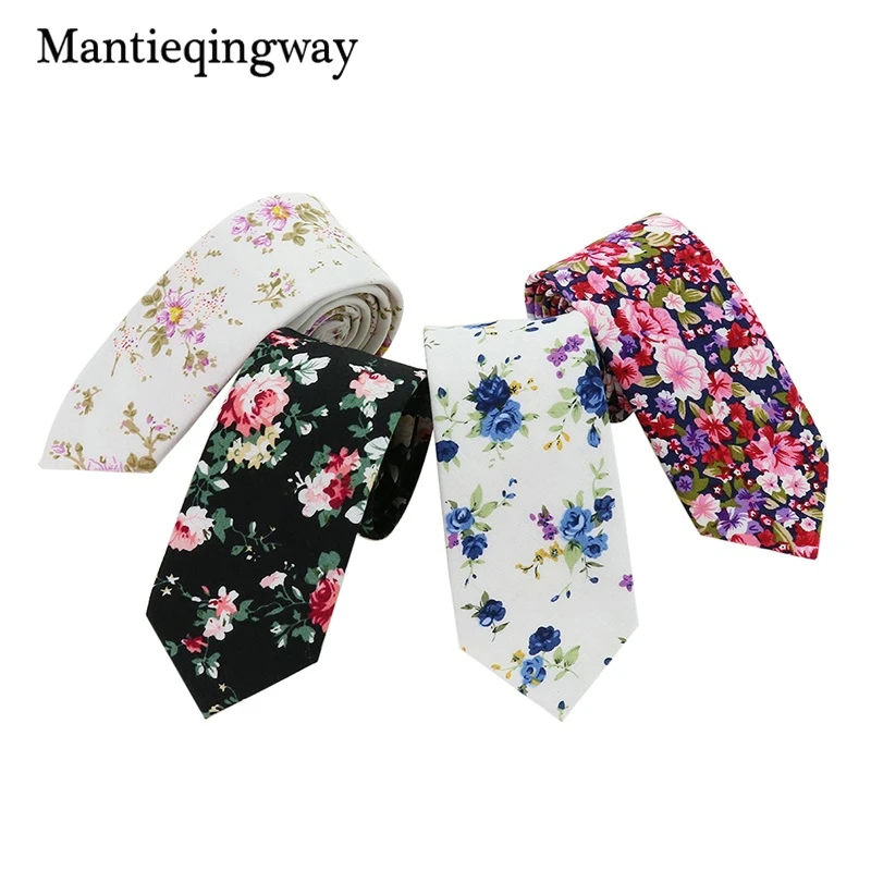 

Mantieqingway Floral Ties for Men Cotton Skinny Necktie for Wedding Texudo Corbatas Hombre 2017 Casual Gravatas Slim Neck Tie