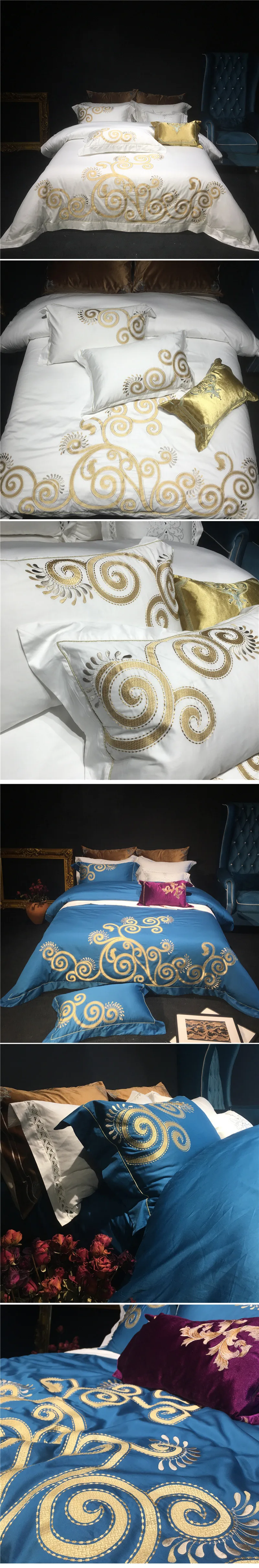 bedding set duvet cover high quality supima cotton european court princess bedclothes bed sheet sets 4pcs satin bed cover 3