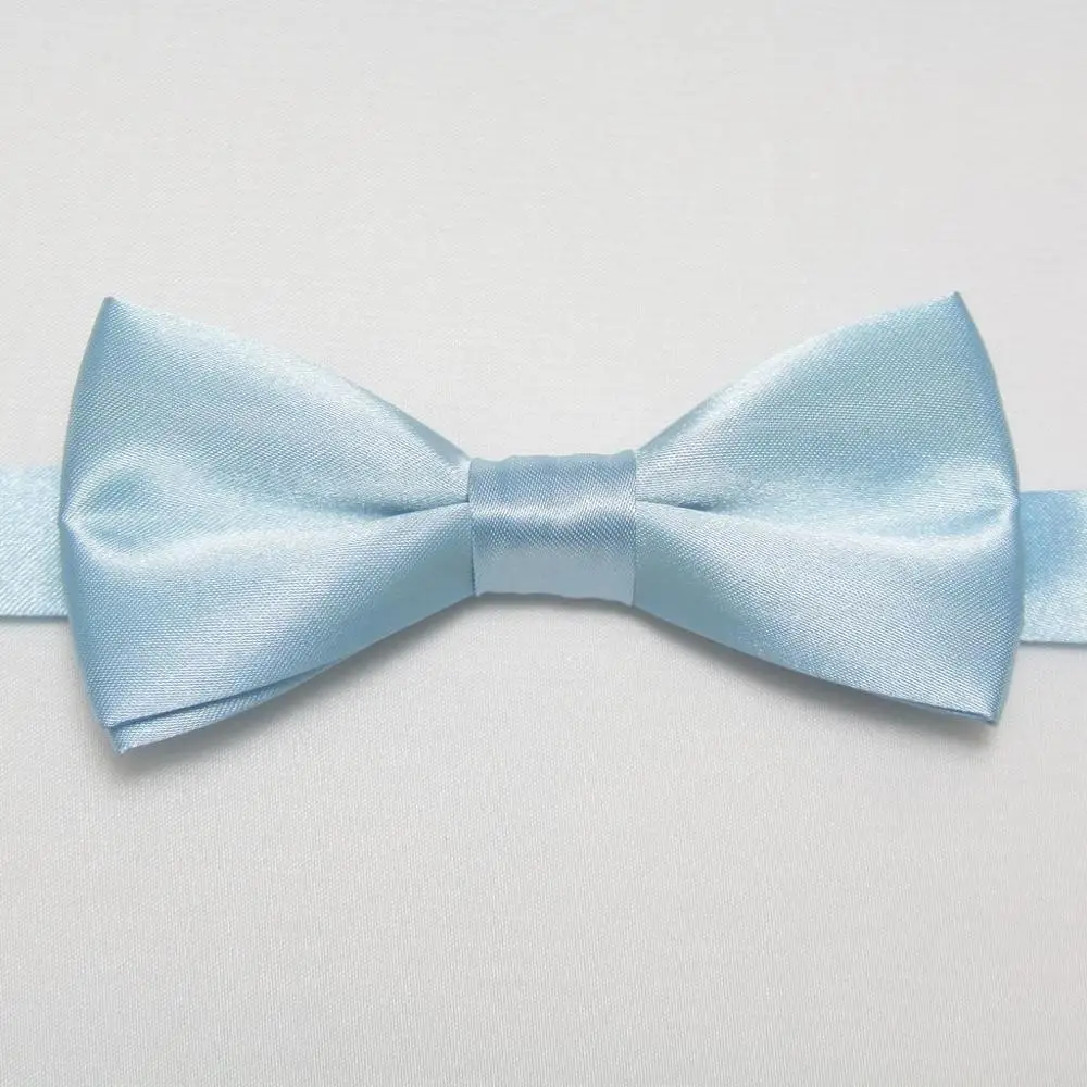 HOOYI детский искусственный шелк, однотонный 28 цветов, галстук-бабочка, галстук-бабочка - Цвет: Light blue