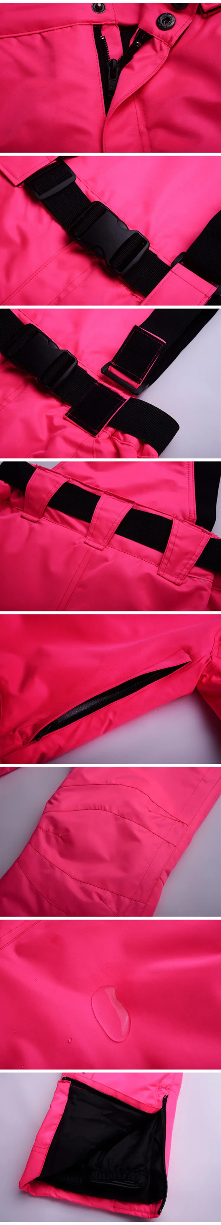 Зимний Розовый Женский горнолыжный костюм, куртка и штаны, Женская водонепроницаемая ветрозащитная куртка для сноубординга и брюки, зимняя Лыжная куртка