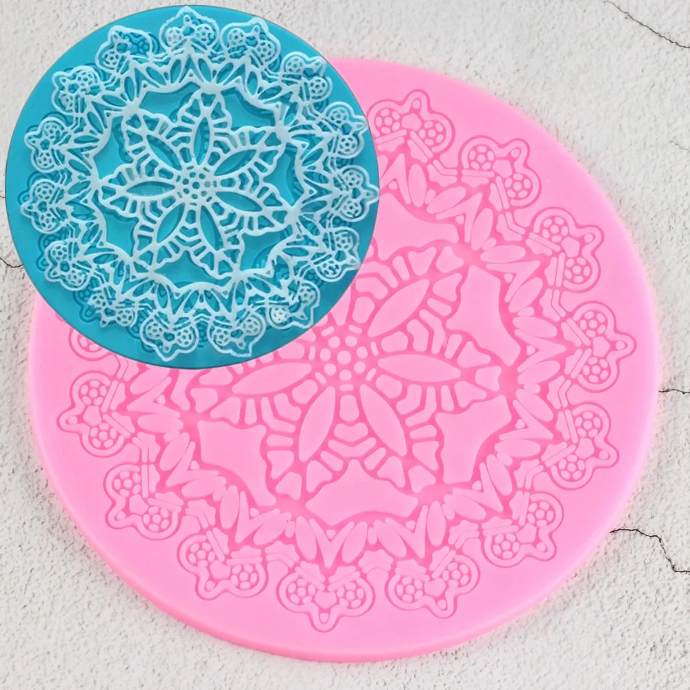 

Round Crown Lace Mat Pad Fondant Decoration Silicone Mold Surafcraft Tools Bakeware Baking Tools Cake Decorating Lace Mold