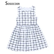 SOSOCOER/летнее клетчатое платье для девочек; высокое качество; детское праздничное платье без рукавов в клетку; Одежда для девочек в клетку