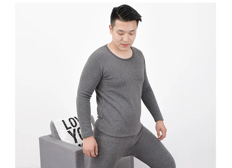 XL-7XL Thermal underwear sets fleece thick solid winter inner wear soft warm undershirt underpants 2 pieces set men Long Johns